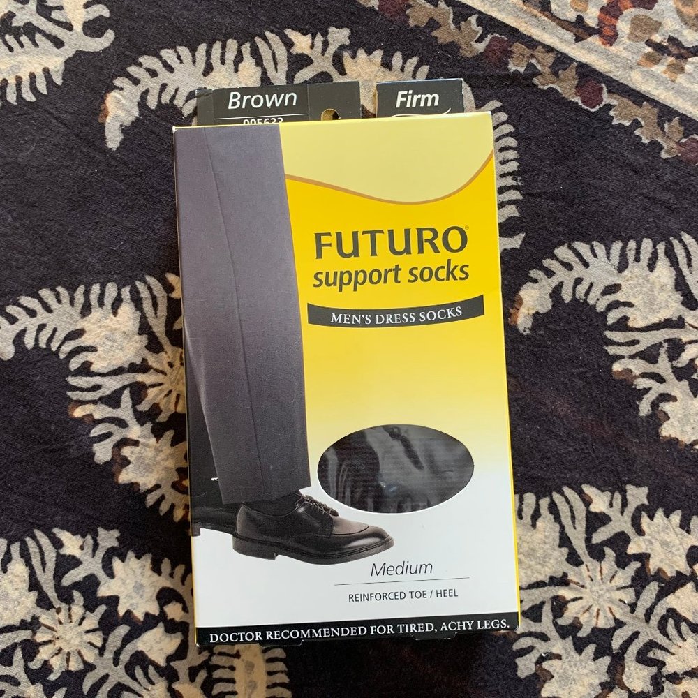 FUTURO Support Socks - Men's Compression Socks - Brown Size M - Firm 20-30 mm/Hg